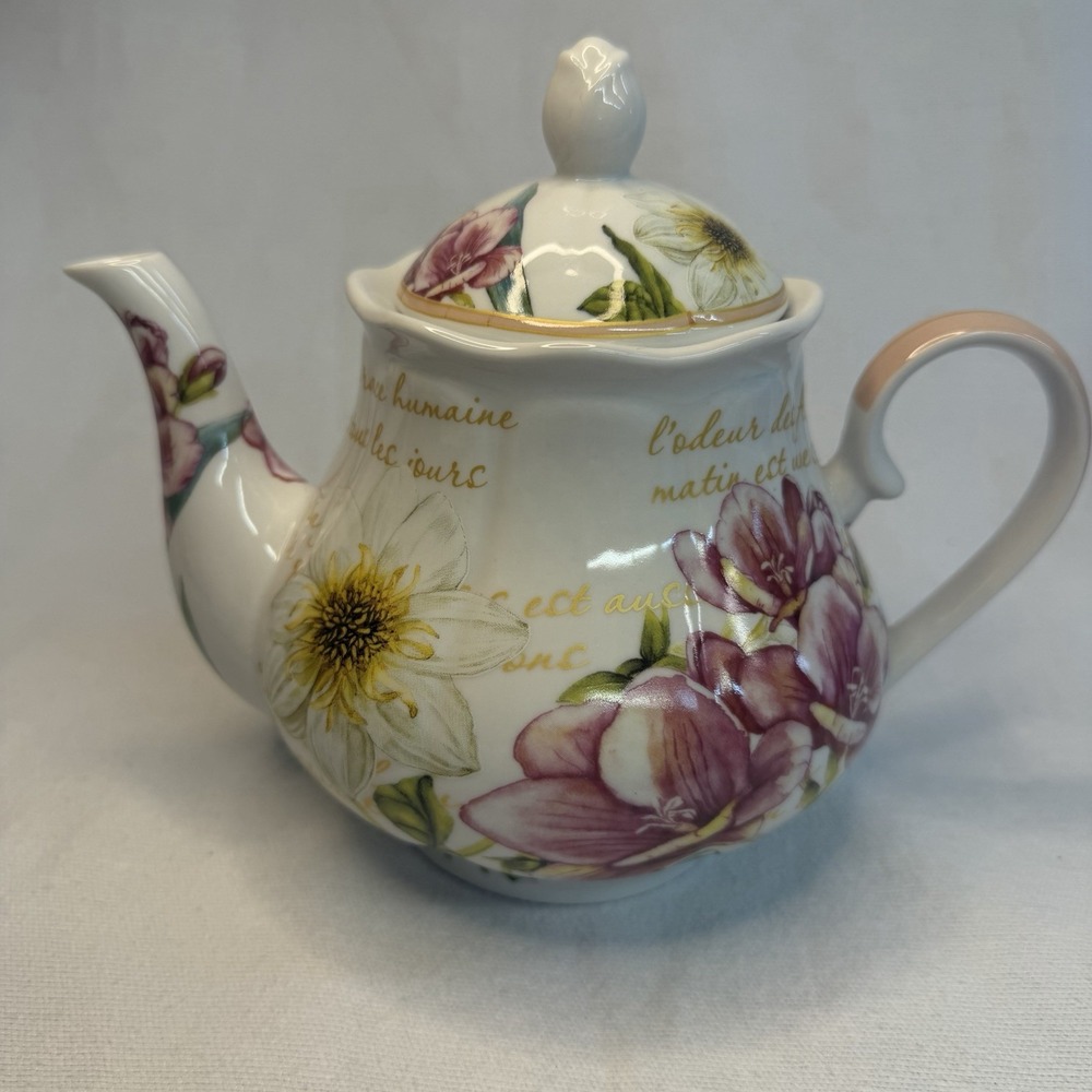 Floral Teapot Kent Pottery Ashley Grace Collection Dishwasher Microwave Safe